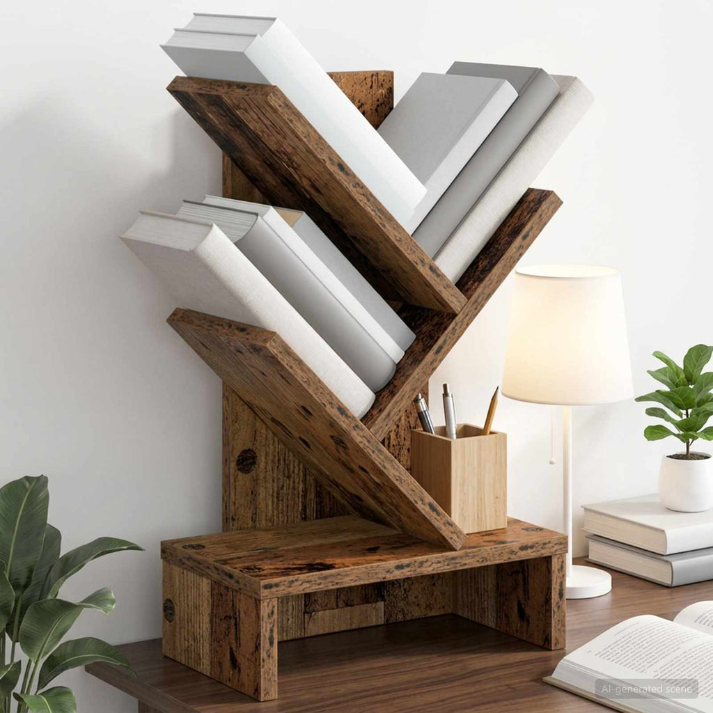 vidaXL Regal na książki w kształcie drzewa 3-poziomowy 30 x 18 x 48 cm