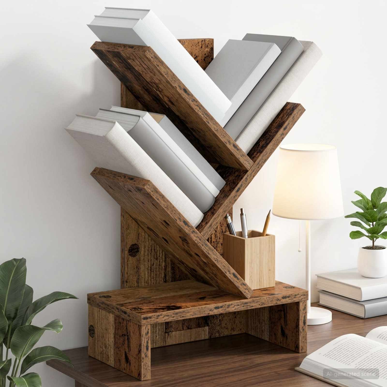 vidaXL Regal na książki w kształcie drzewa 3-poziomowy 30 x 18 x 48 cm