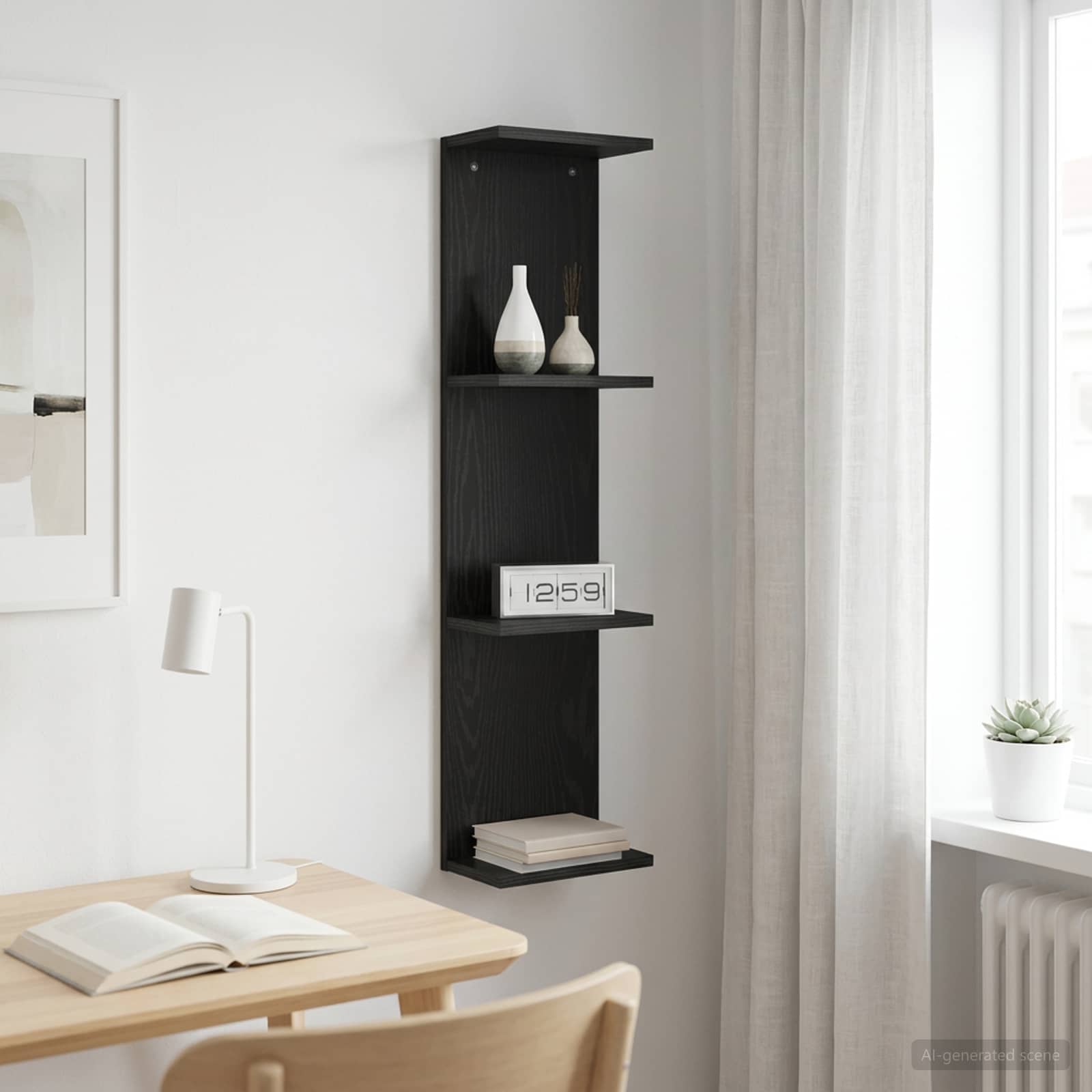vidaXL Półka ścienna Czarny dąb 25 x 15 x 100 cm Drewno inżynieryjne