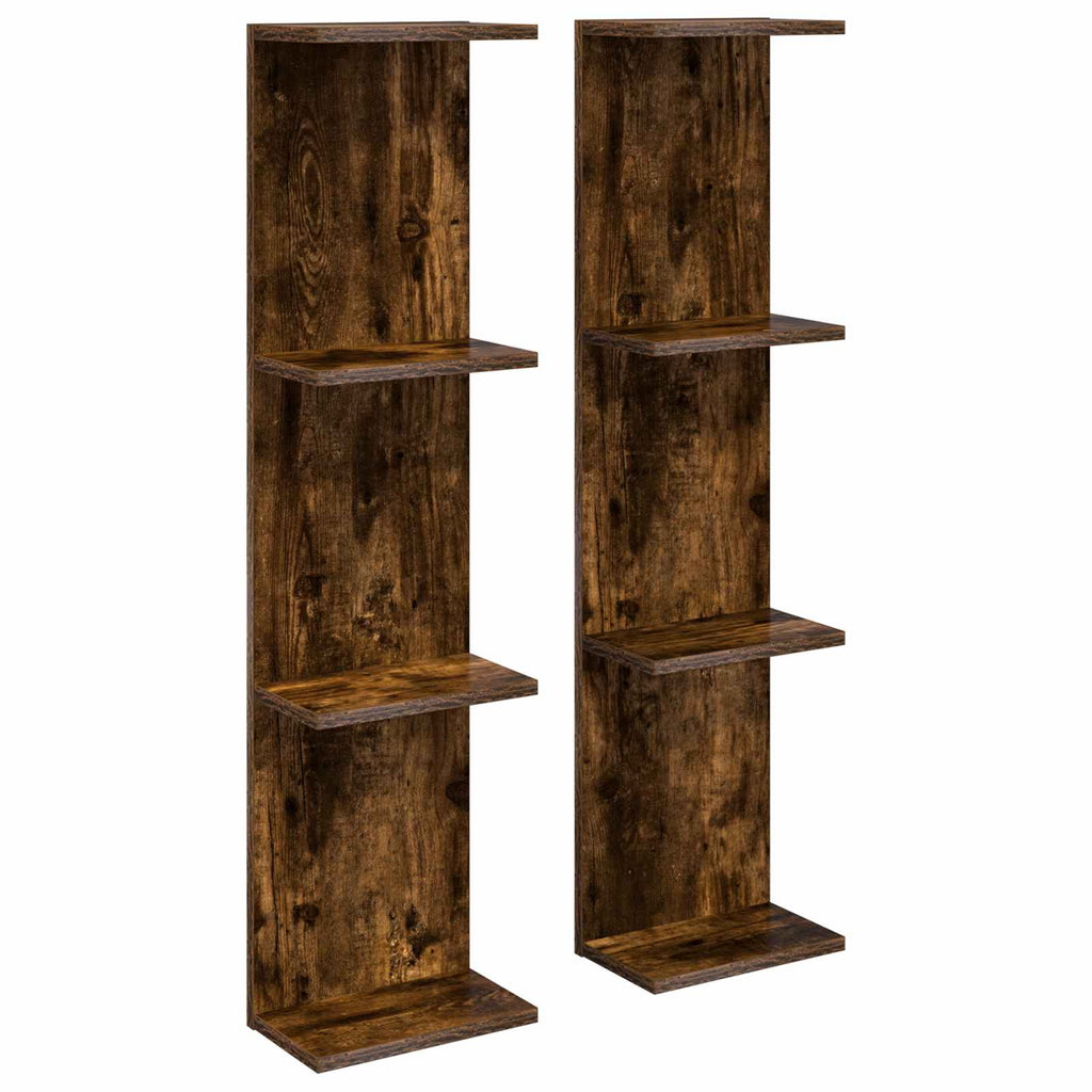 vidaXL Półka ścienna 2 pcs Dąb wędzony 25 x 15 x 100 cm