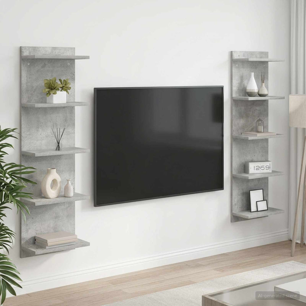 vidaXL Półka ścienna 2 szt. Betonowy szary 30 x 15 x 100 cm
