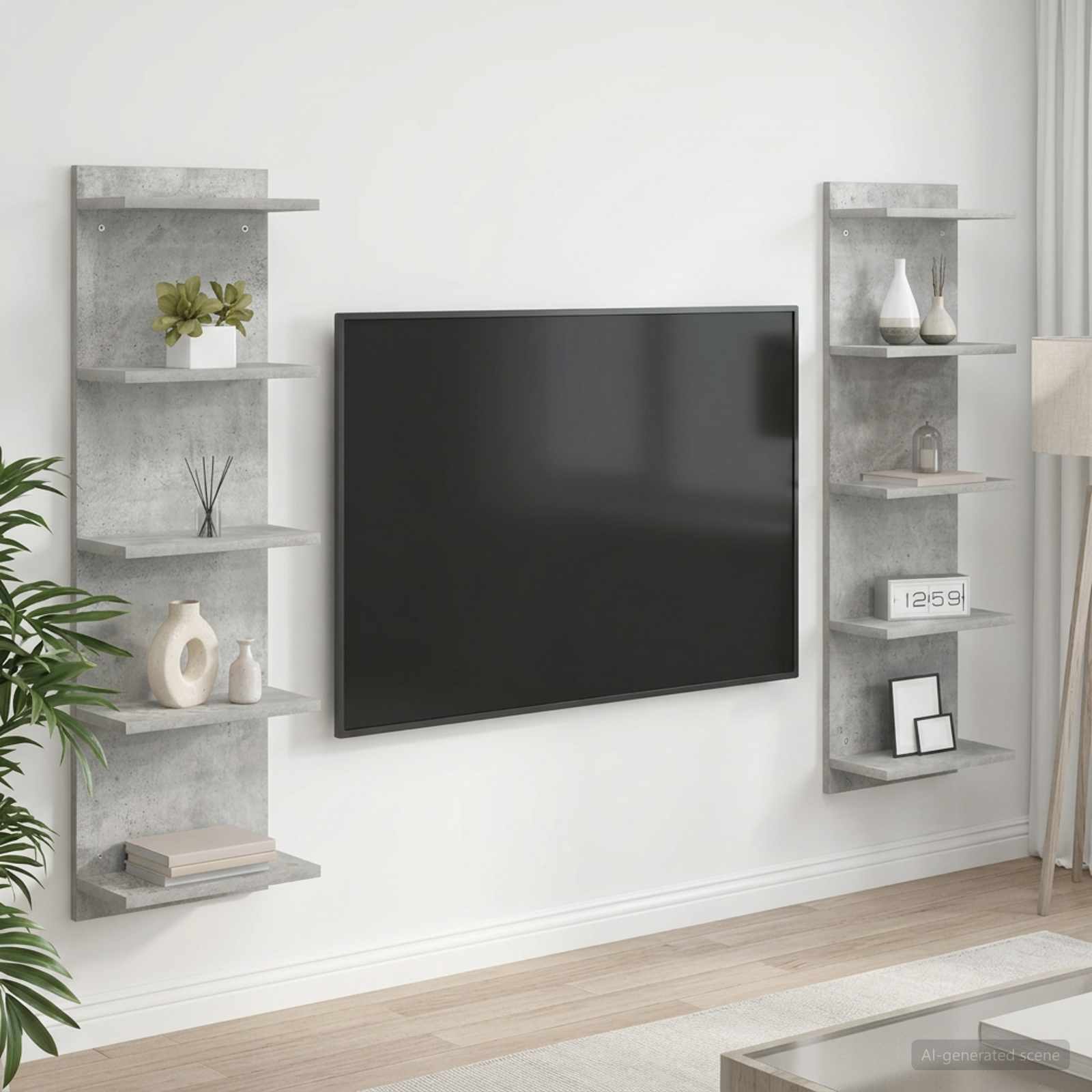 vidaXL Półka ścienna 2 szt. Betonowy szary 30 x 15 x 100 cm
