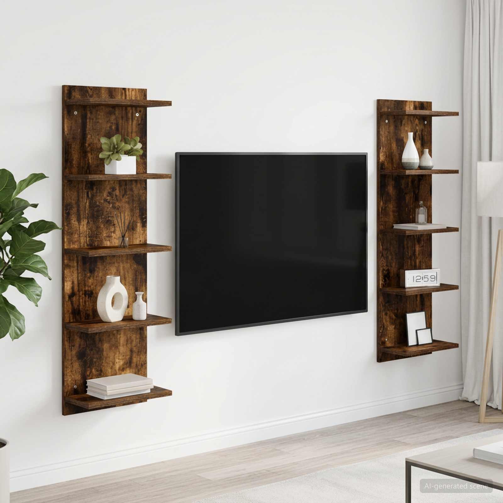 vidaXL Półka ścienna 2 szt. Dąb wędzony 30 x 15 x 100 cm