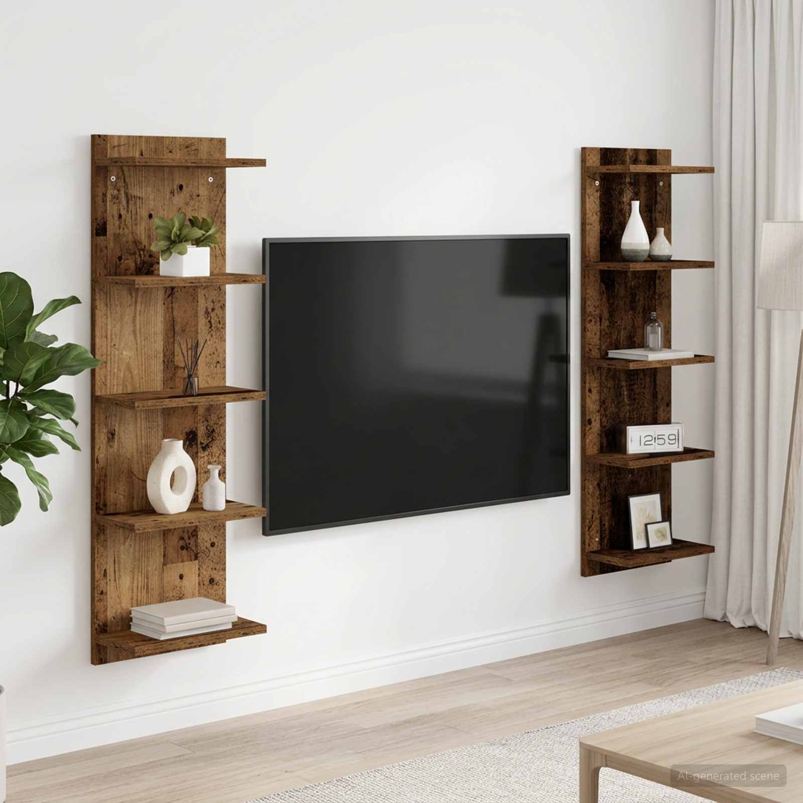vidaXL Półka ścienna 2 szt. Stare drewno 30 x 15 x 100 cm
