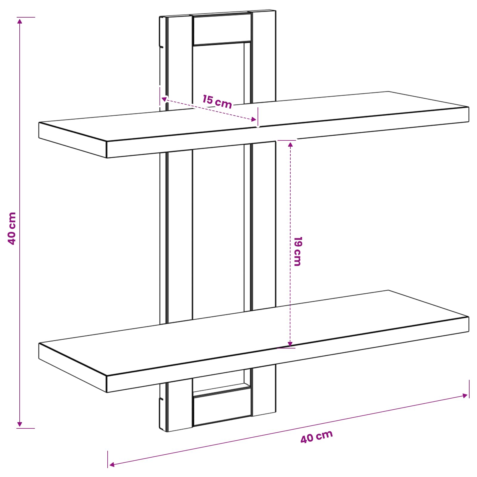 vidaXL Półki wiszące Dąb wędzony 40 x 15 x 40 cm Drewno inżynieryjne