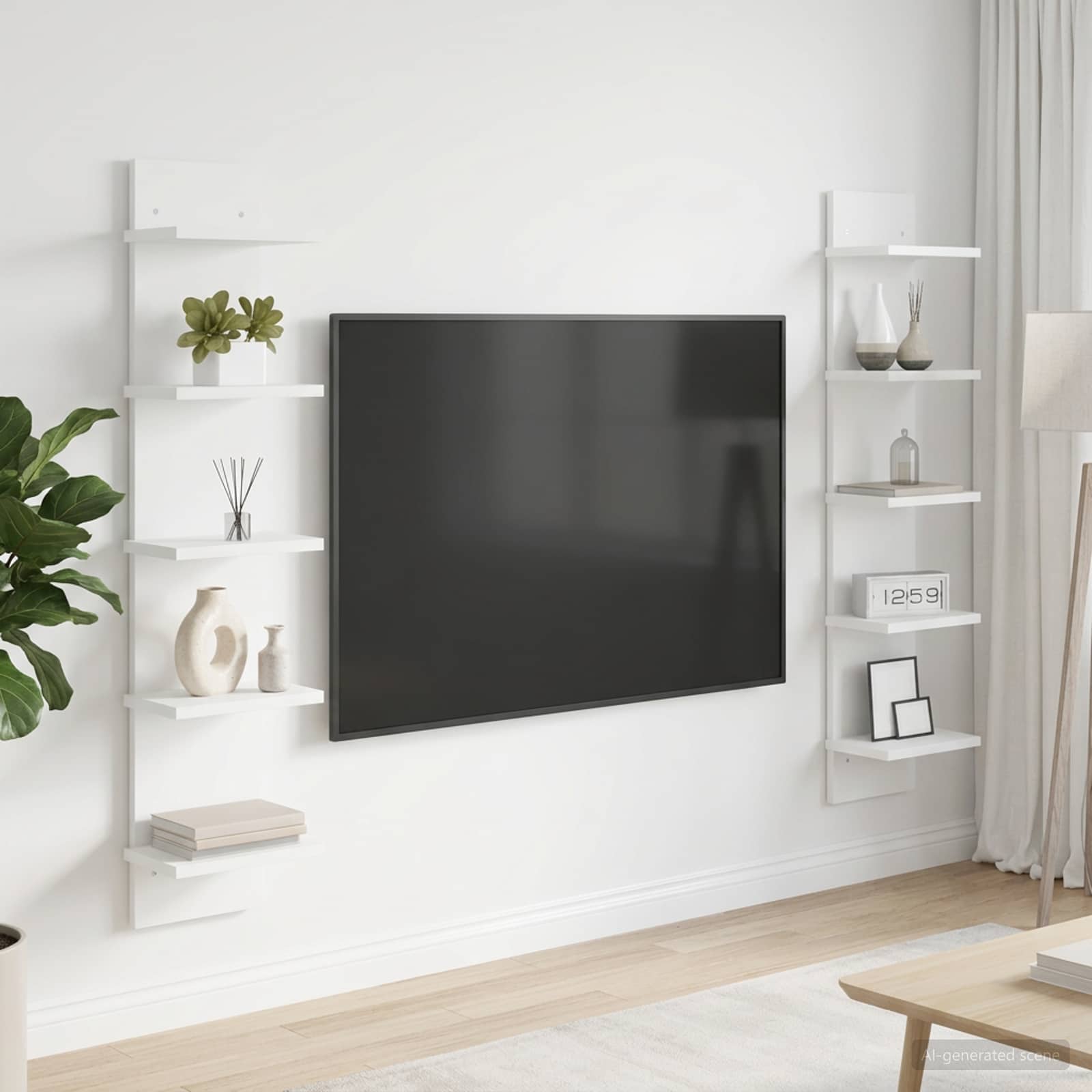 vidaXL Półka ścienna 2 pcs Biały 22 x 15 x 100 cm Drewno inżynieryjne