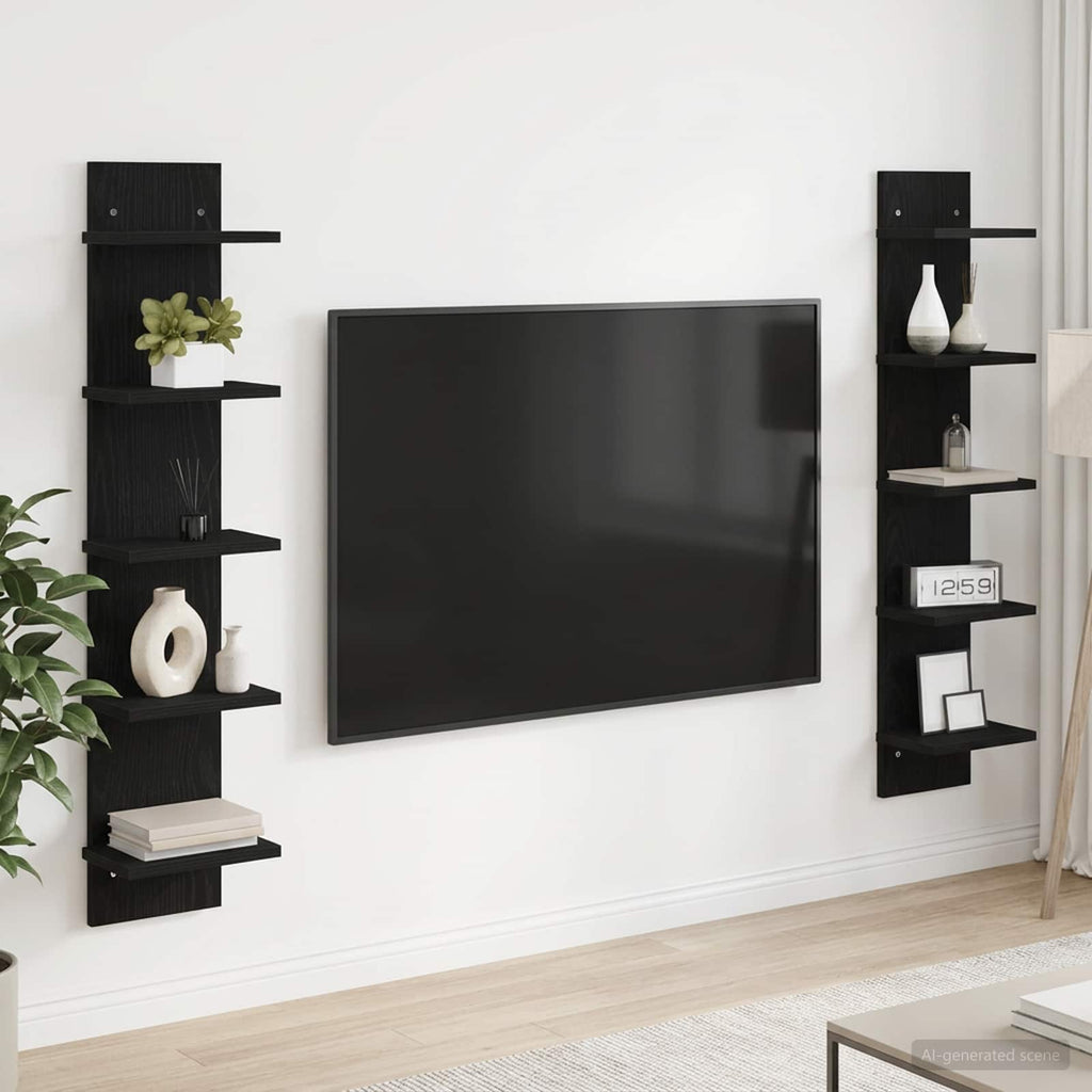 vidaXL Półka ścienna 2 pcs Czarny dąb 22 x 15 x 100 cm