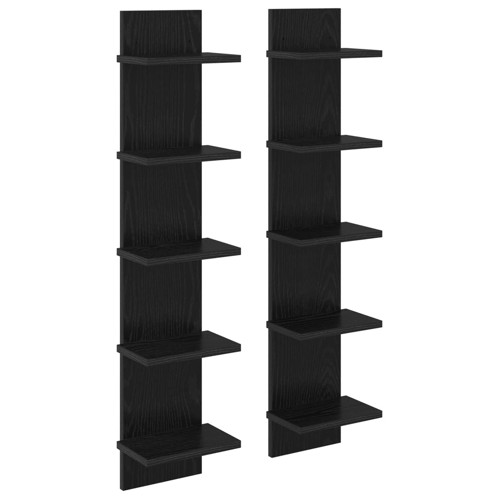 vidaXL Półka ścienna 2 pcs Czarny dąb 22 x 15 x 100 cm