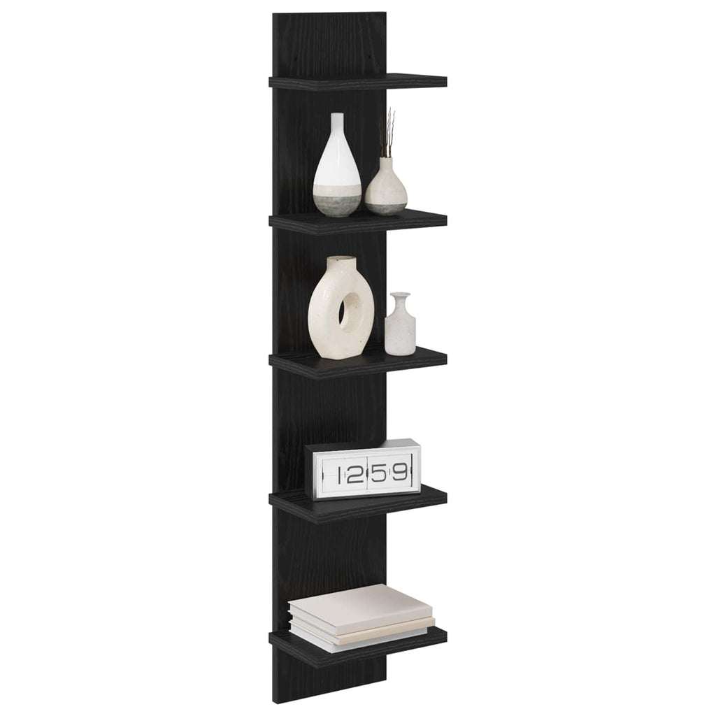 vidaXL Półka ścienna 2 pcs Czarny dąb 22 x 15 x 100 cm