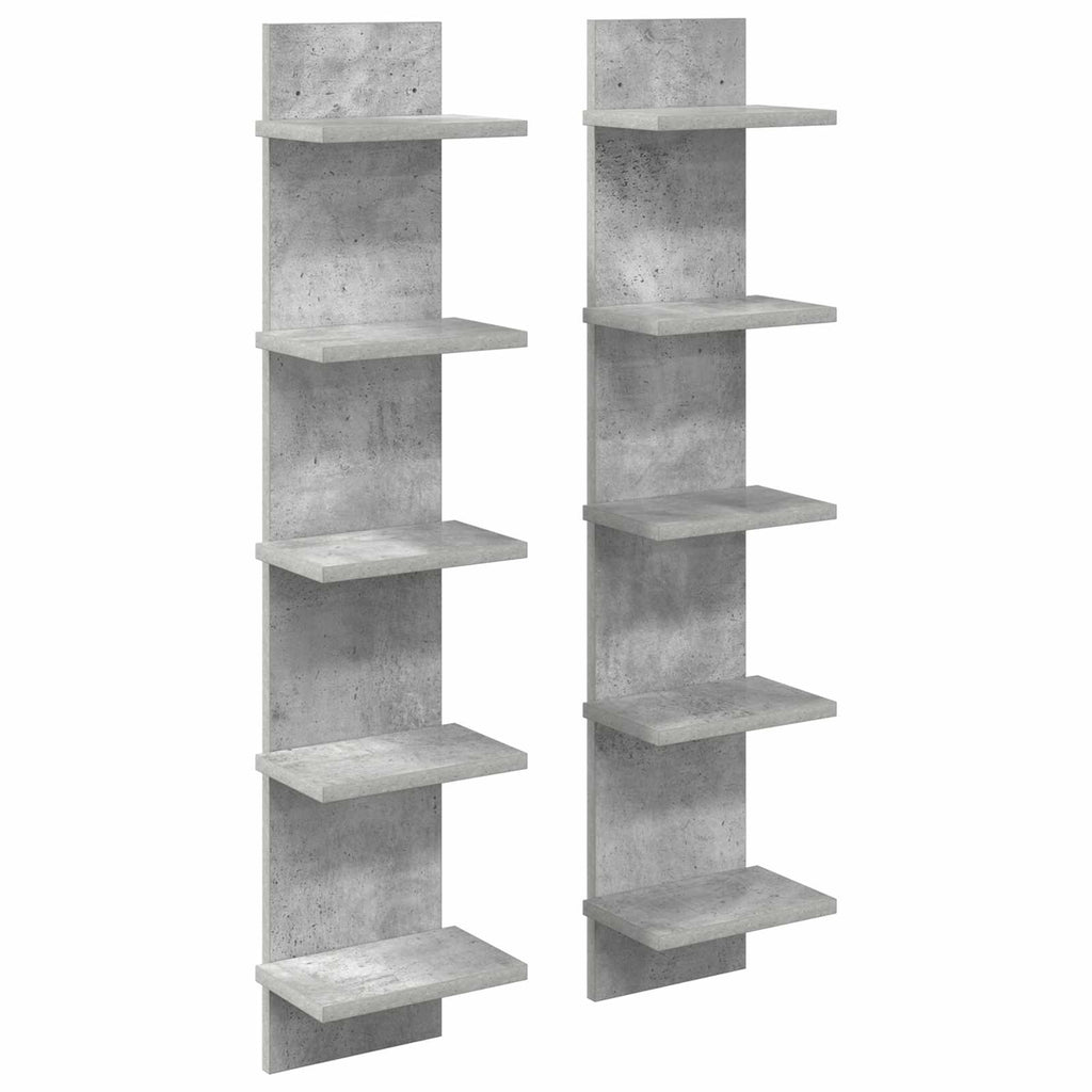 vidaXL Półka ścienna 2 pcs Betonowy szary 22 x 15 x 100 cm