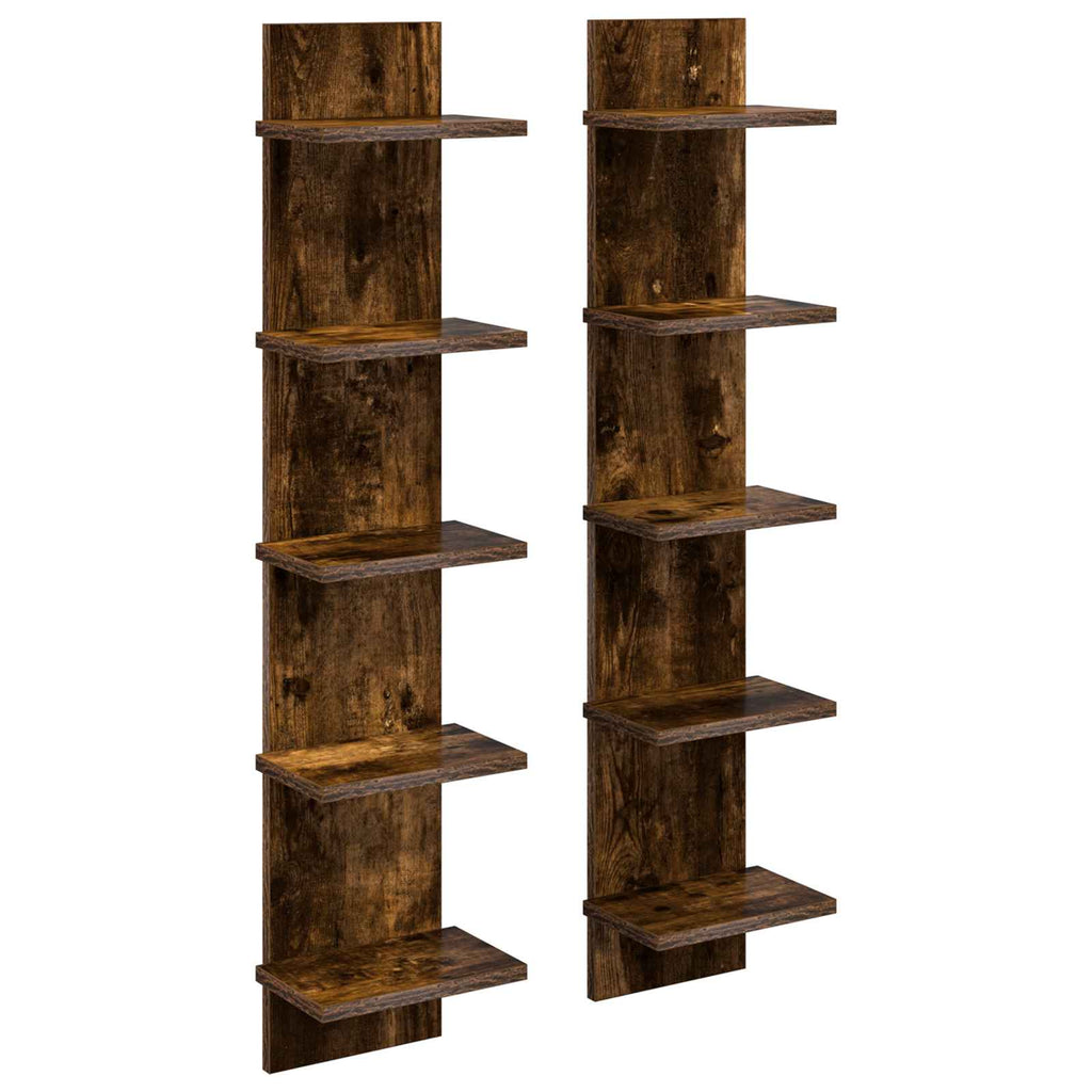 vidaXL Półka ścienna 2 pcs Dąb wędzony 22 x 15 x 100 cm