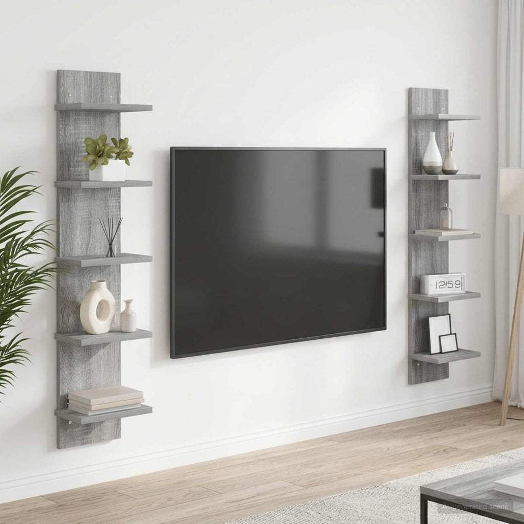 vidaXL Półka ścienna 2 pcs Szary Sonoma 22 x 15 x 100 cm