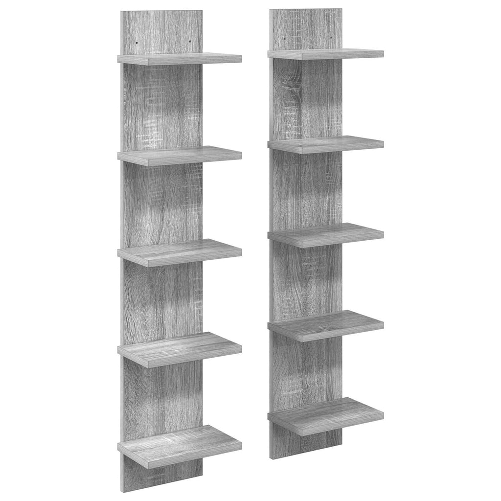 vidaXL Półka ścienna 2 pcs Szary Sonoma 22 x 15 x 100 cm