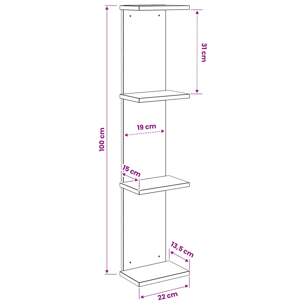 vidaXL Półka ścienna 2 pcs Stare drewno 22 x 15 x 100 cm