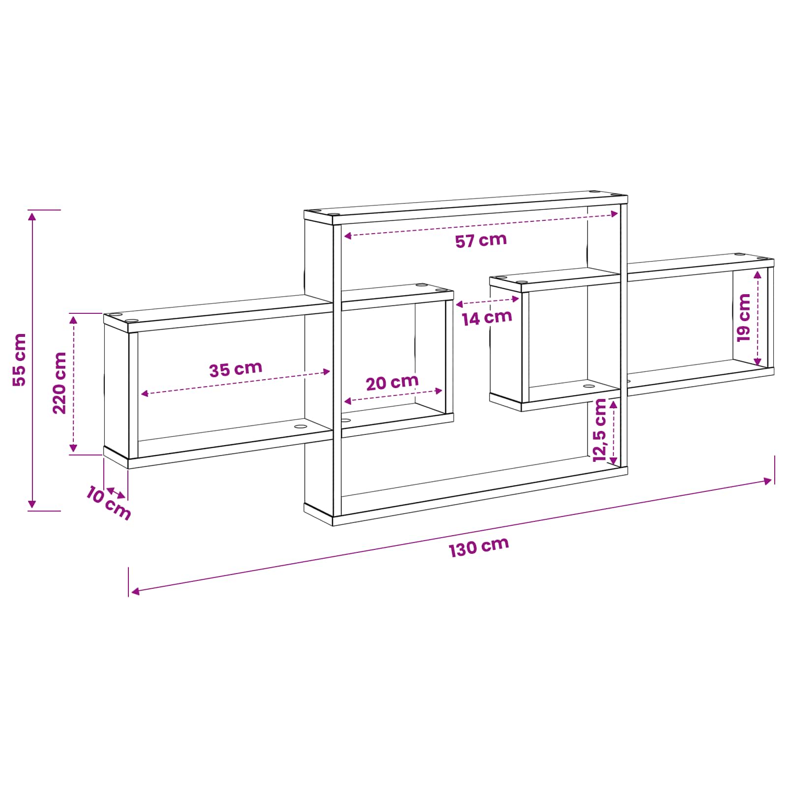 vidaXL Półka ścienna Stare drewno 130 x 10 x 50 cm Drewno inżynieryjne