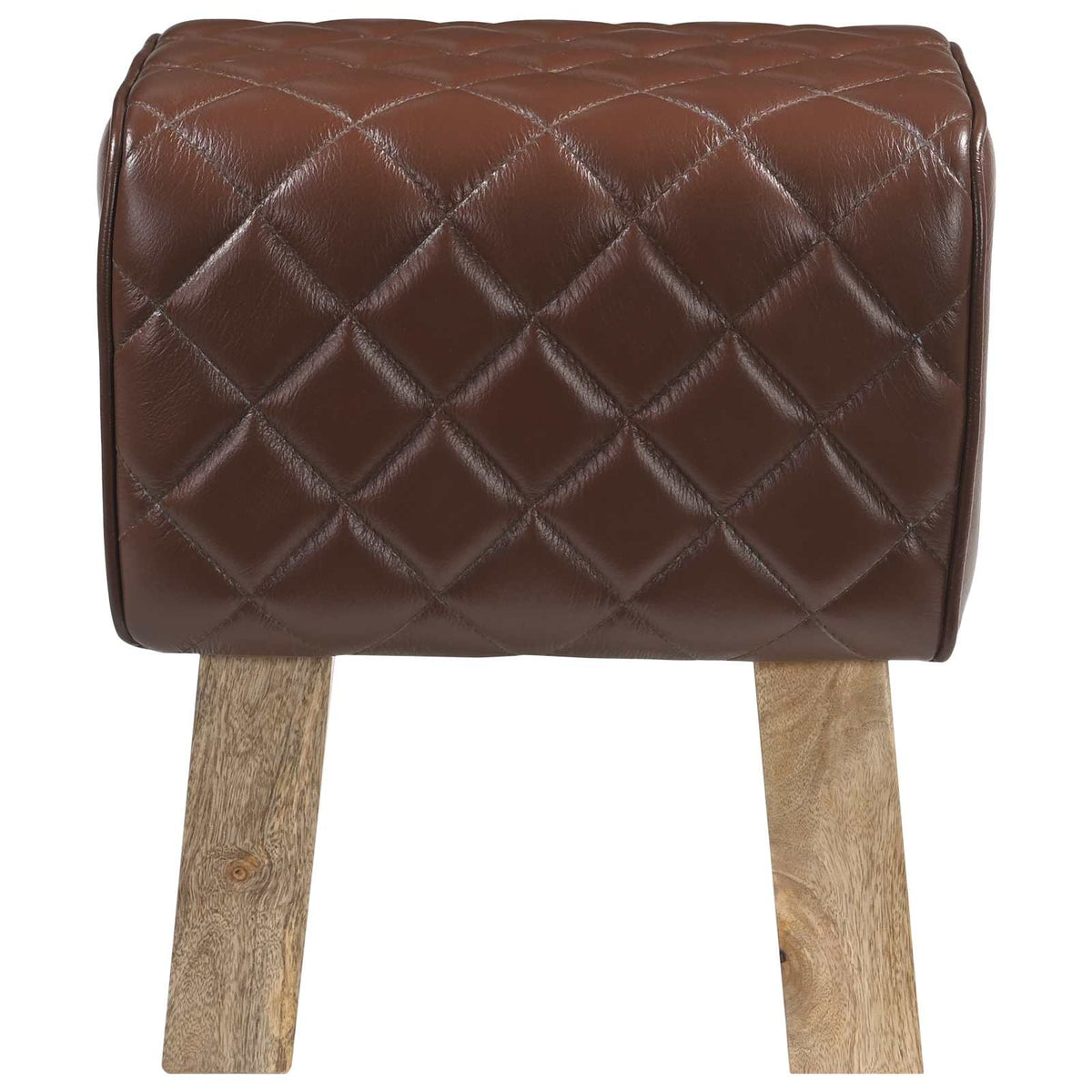 vidaXL ławka 40 x 30 x 45 cm Prawdziwa skóra Brązowy diament