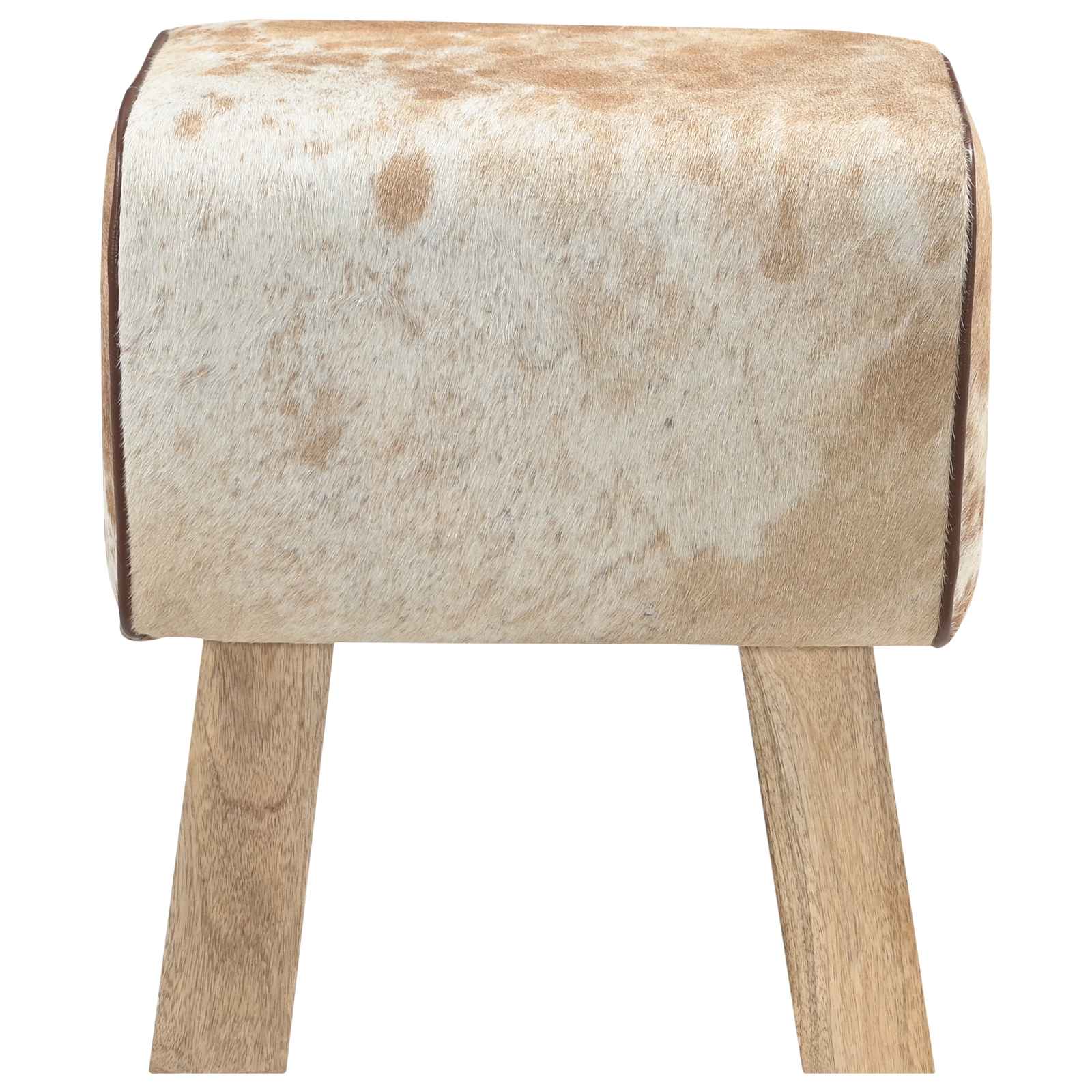 vidaXL ławka 40 x 30 x 45 cm Prawdziwa skóra Brązowy i biały