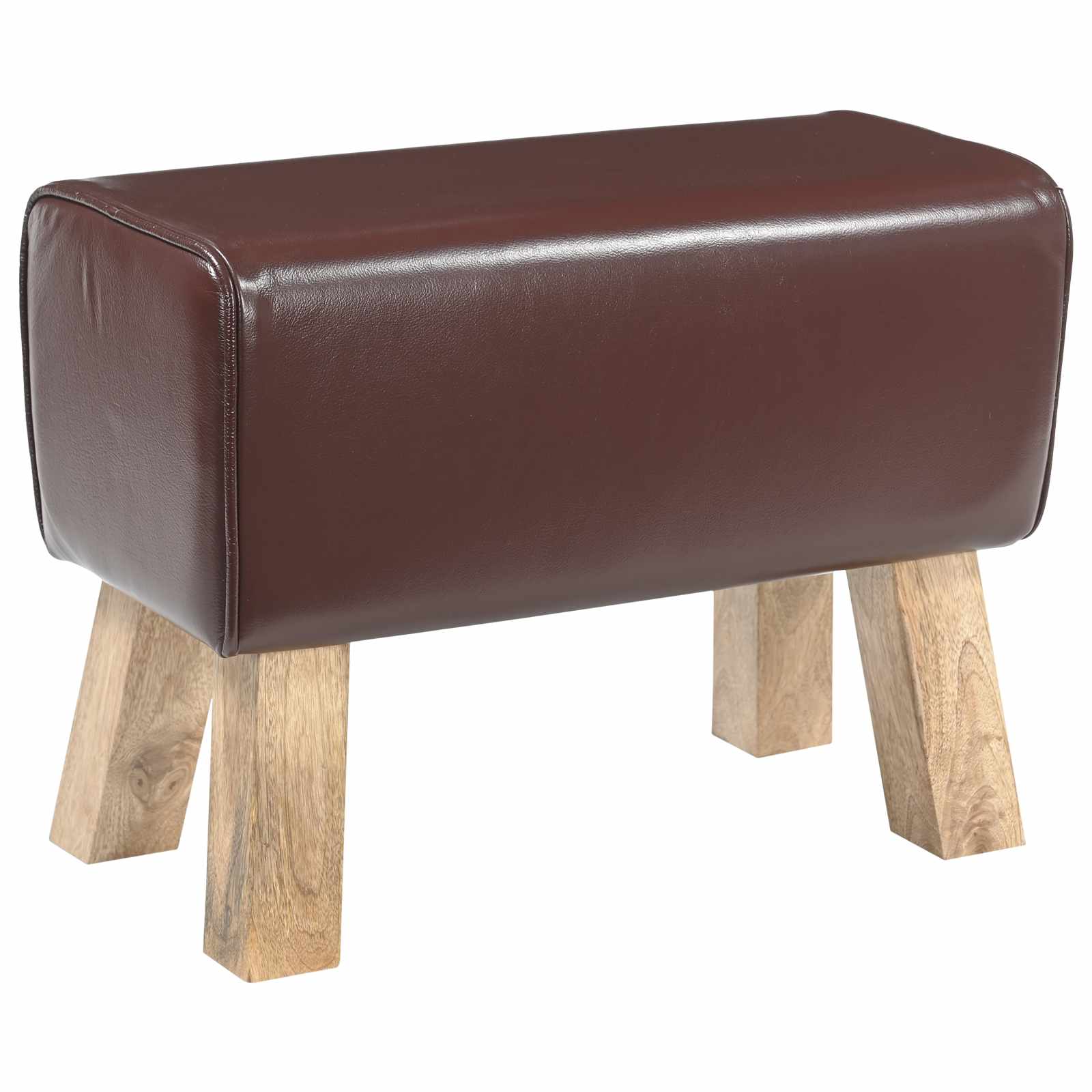 vidaXL ławka 60 x 30 x 45 cm Prawdziwa skóra Ciemny brąz