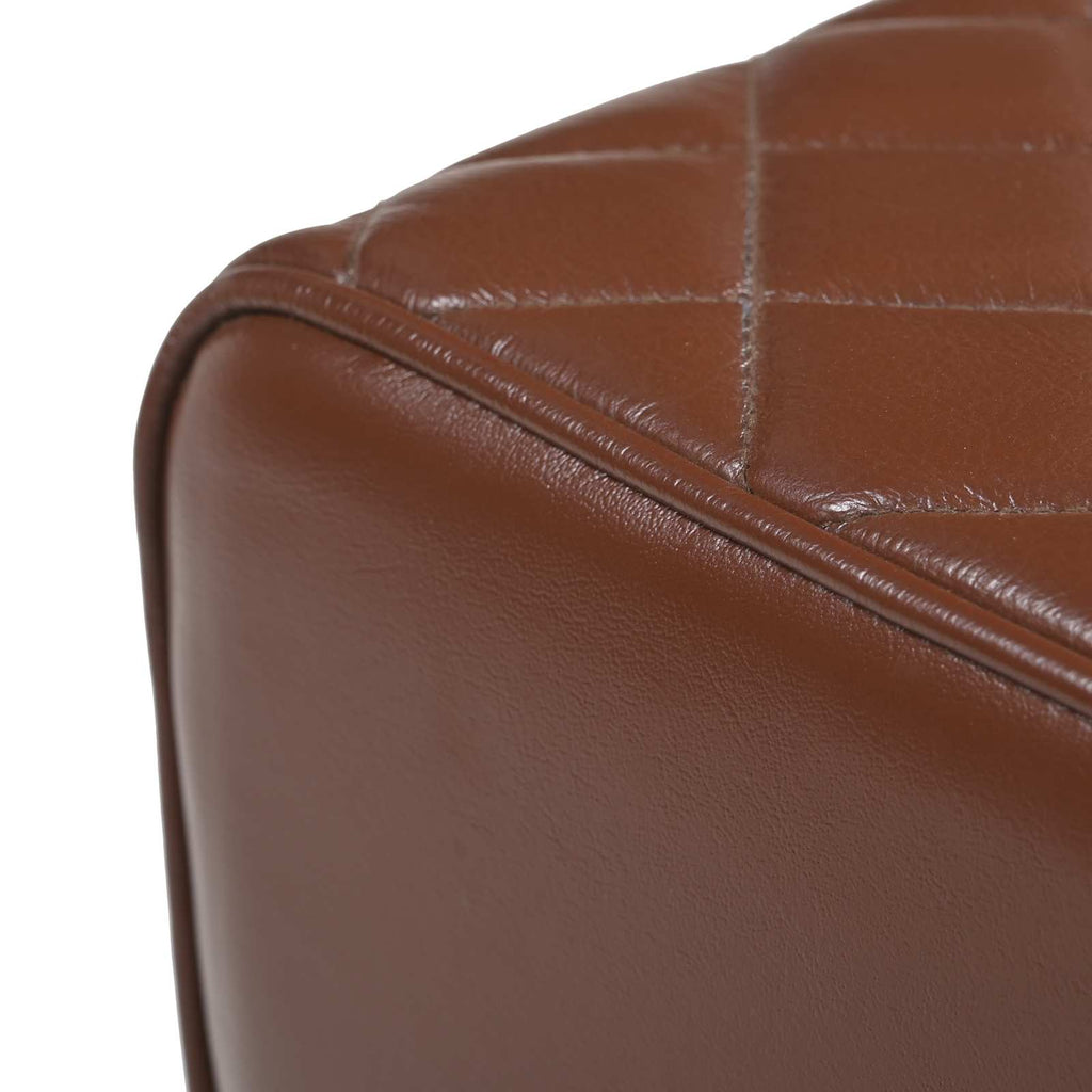 vidaXL ławka 60 x 30 x 45 cm Prawdziwa skóra Brązowy diament
