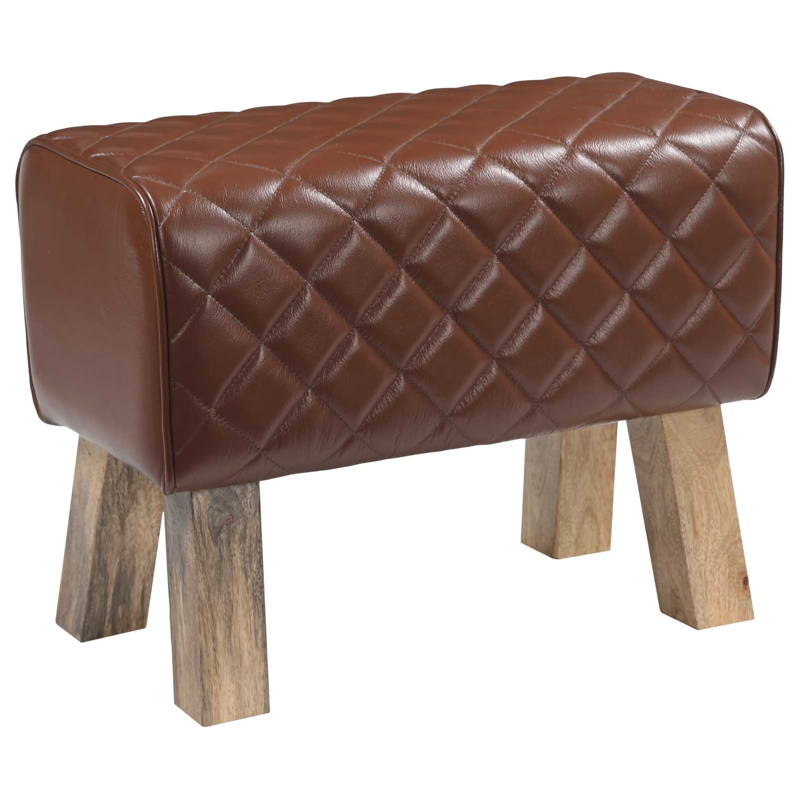 vidaXL ławka 60 x 30 x 45 cm Prawdziwa skóra Brązowy diament