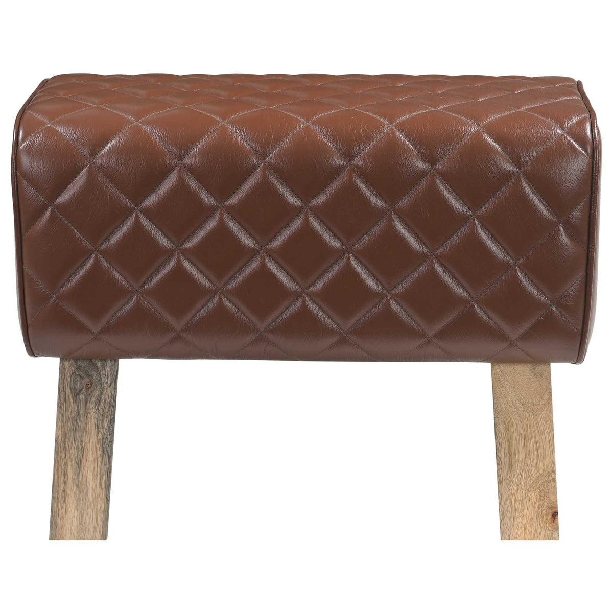 vidaXL ławka 60 x 30 x 45 cm Prawdziwa skóra Brązowy diament