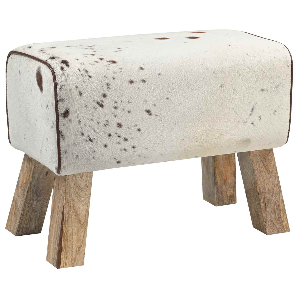 vidaXL ławka 60 x 30 x 45 cm Prawdziwa skóra Brązowy i biały