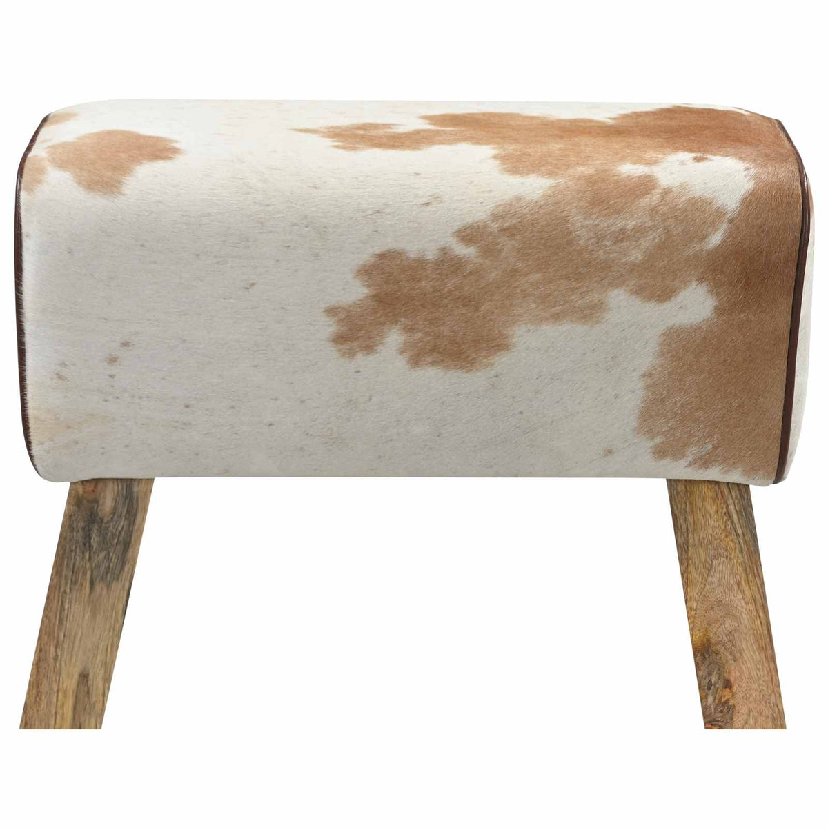 vidaXL ławka 60 x 30 x 45 cm Prawdziwa skóra Brązowy i biały