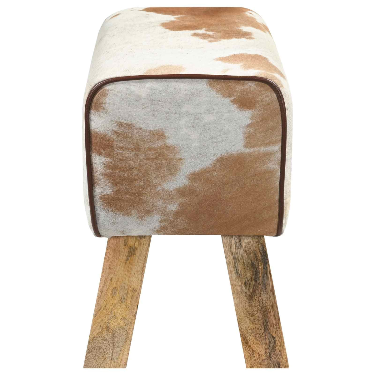 vidaXL ławka 60 x 30 x 45 cm Prawdziwa skóra Brązowy i biały