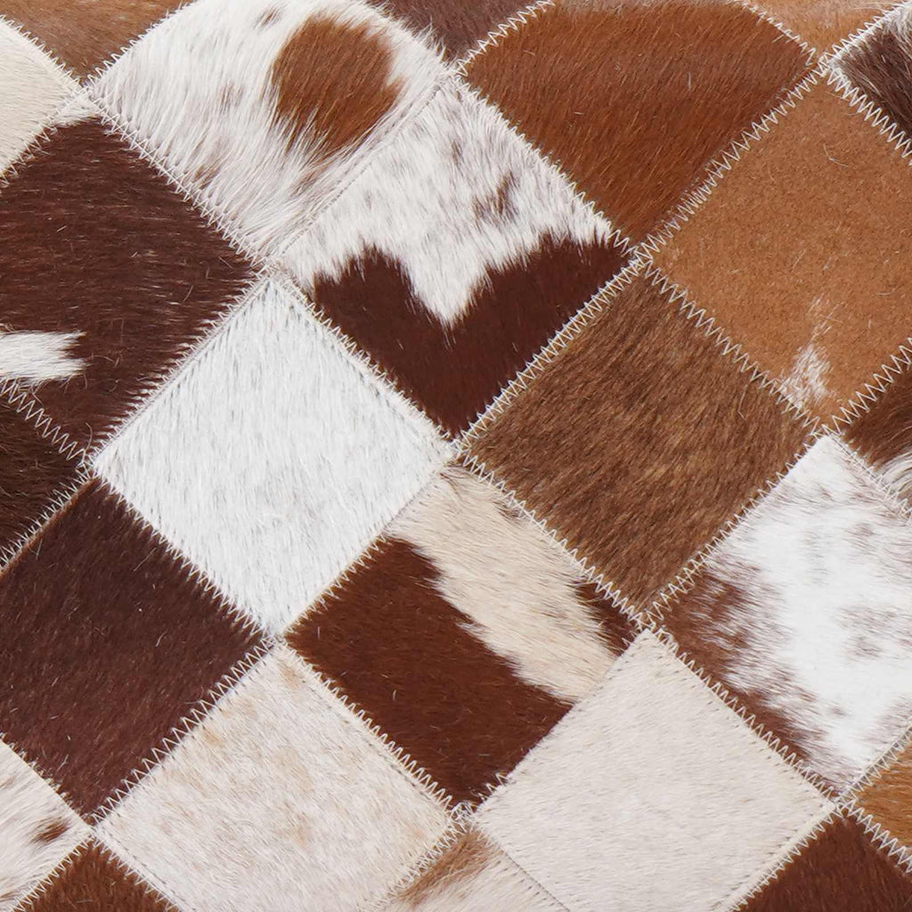 vidaXL ławka 60 x 30 x 45 cm Prawdziwa skóra Brązowy patchwork