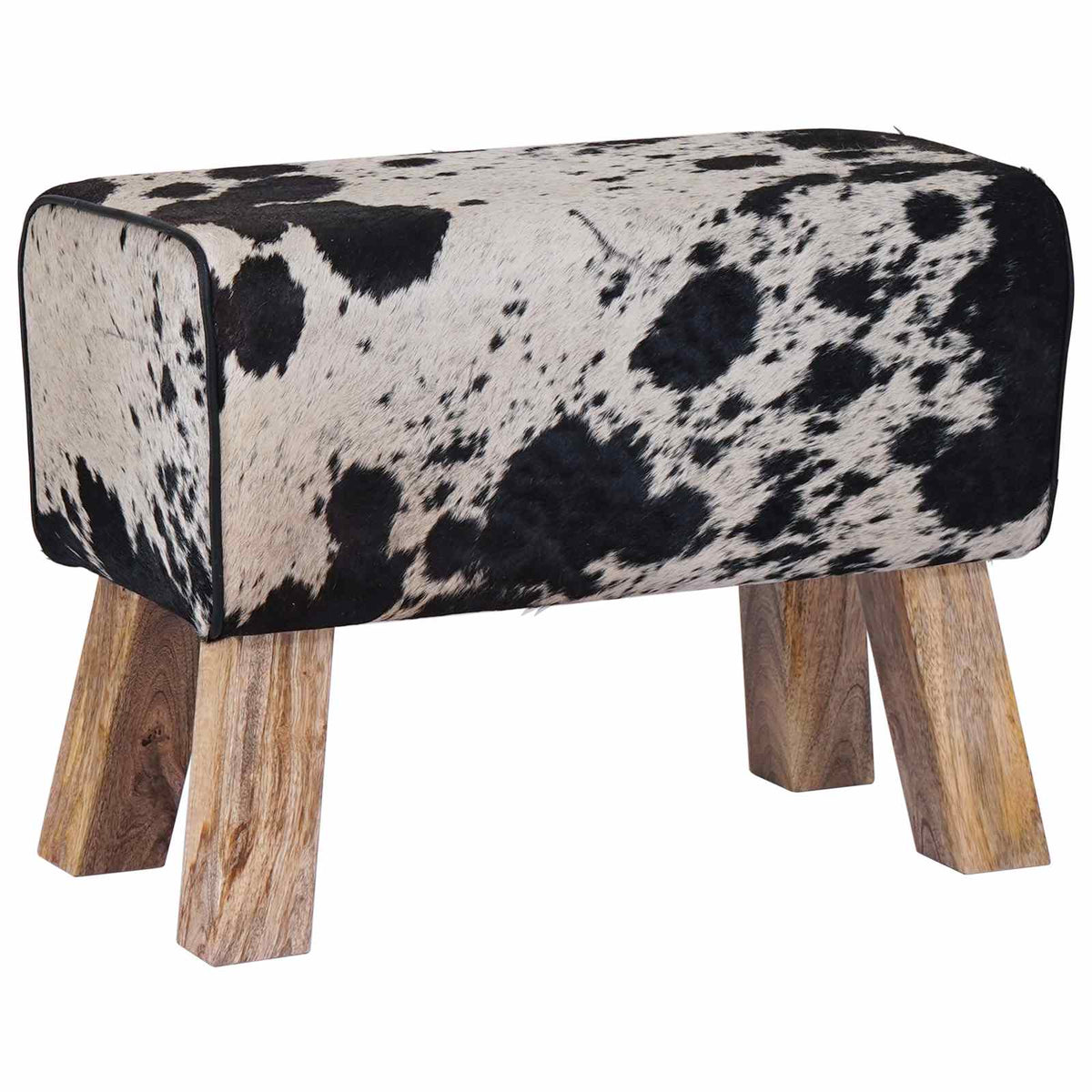 vidaXL ławka 60 x 30 x 45 cm Prawdziwa skóra Czarny i Biały