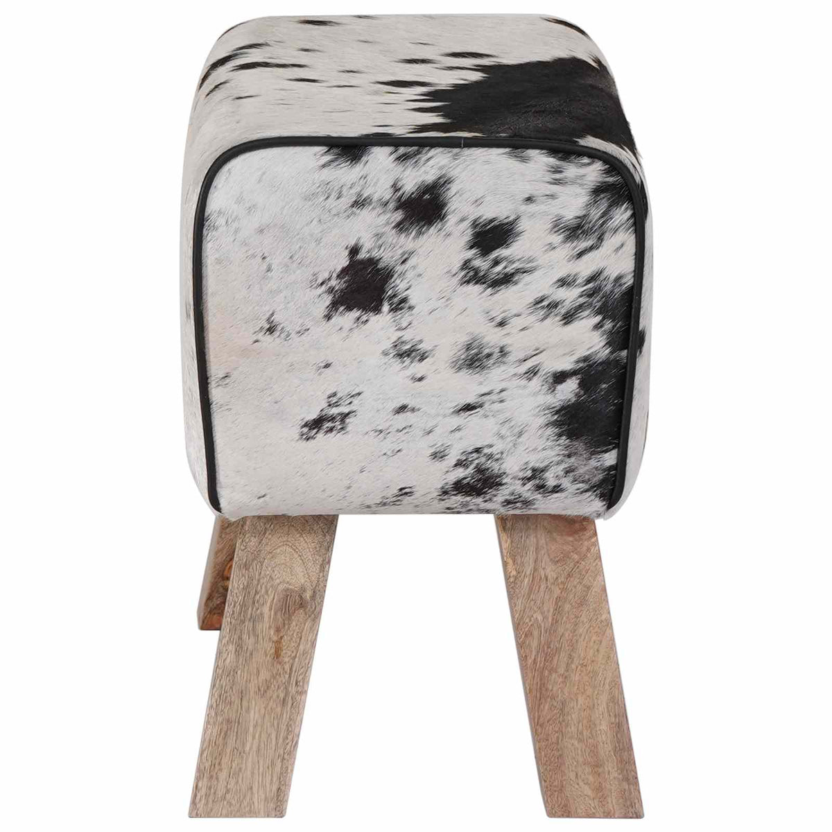 vidaXL ławka 60 x 30 x 45 cm Prawdziwa skóra Czarny i Biały