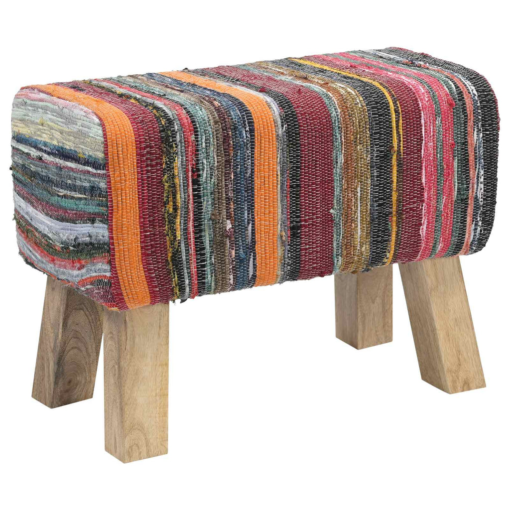 vidaXL ławka 60 x 30 x 45 cm Prawdziwa skóra Wielokolorowe