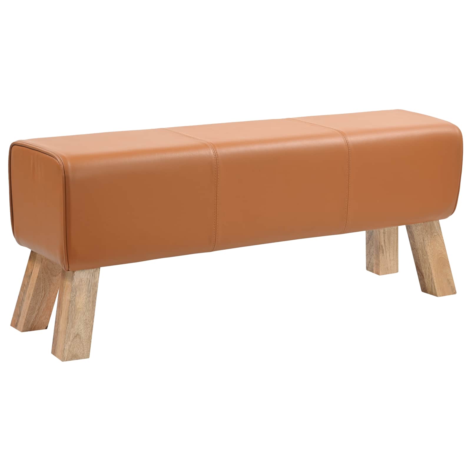 vidaXL ławka 110 x 30 x 45 cm Prawdziwa skóra brązowy