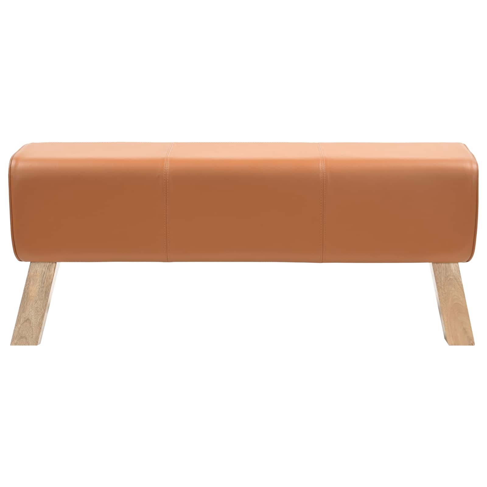 vidaXL ławka 110 x 30 x 45 cm Prawdziwa skóra brązowy