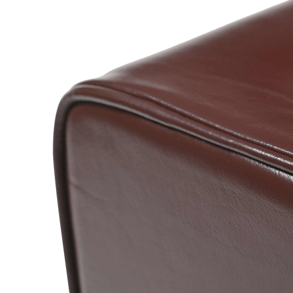vidaXL ławka 110 x 30 x 45 cm Prawdziwa skóra Ciemny brąz