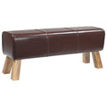 vidaXL ławka 110 x 30 x 45 cm Prawdziwa skóra Ciemny brąz