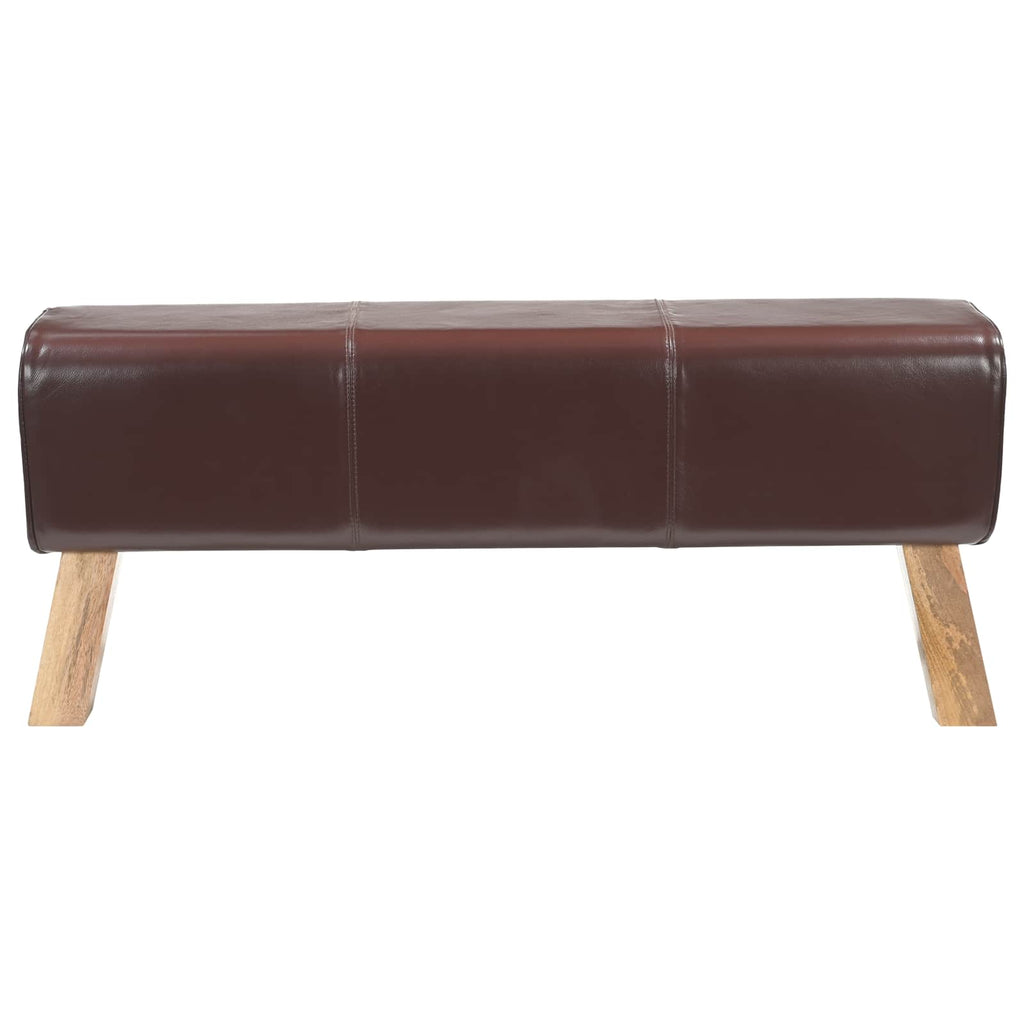 vidaXL ławka 110 x 30 x 45 cm Prawdziwa skóra Ciemny brąz