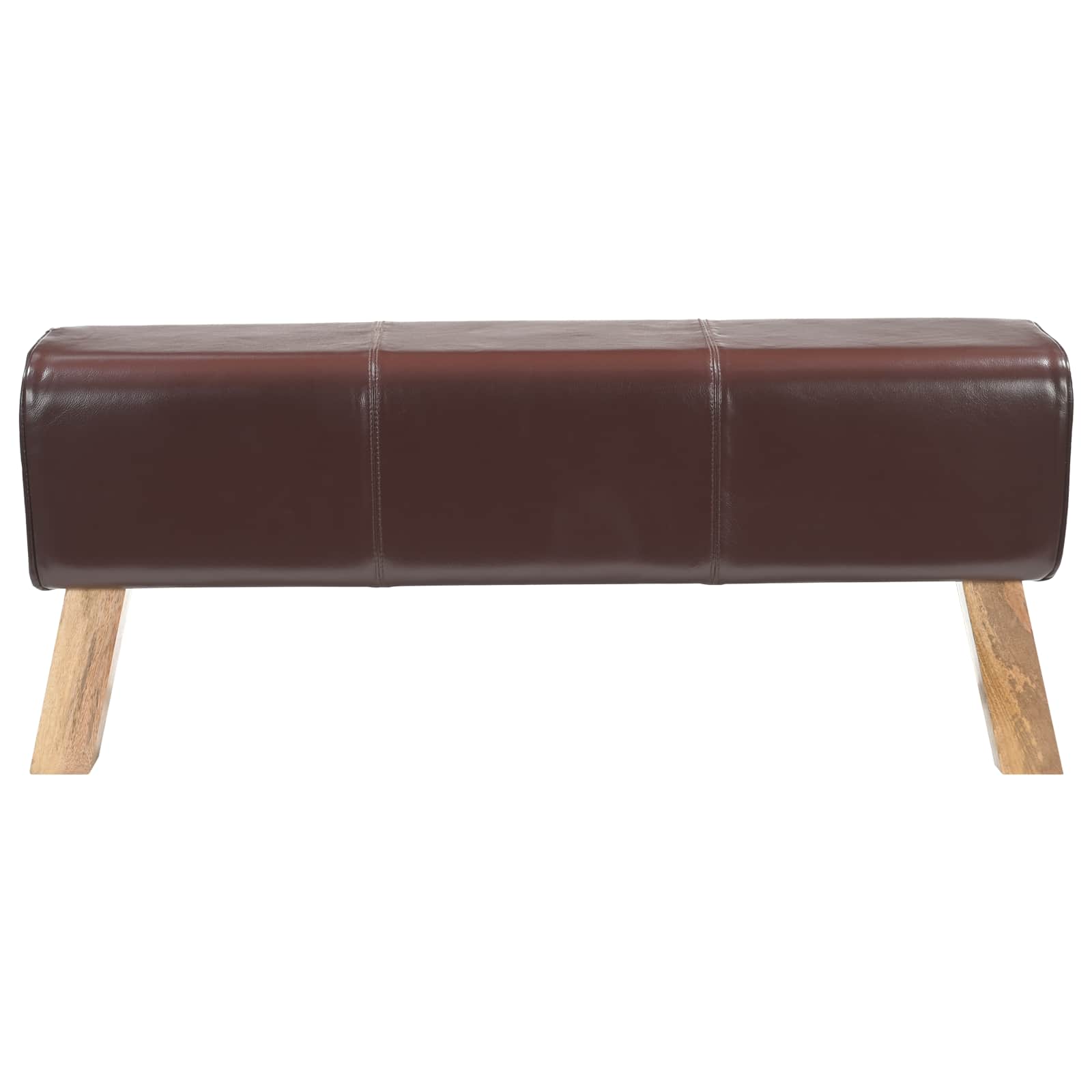 vidaXL ławka 110 x 30 x 45 cm Prawdziwa skóra Ciemny brąz