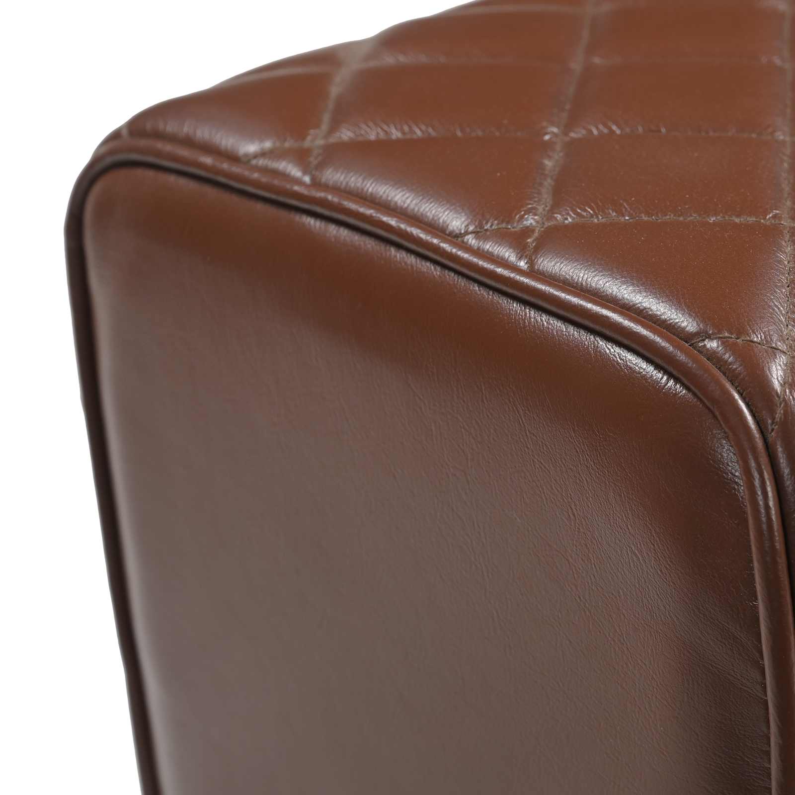 vidaXL ławka 110 x 30 x 45 cm Prawdziwa skóra Brązowy diament
