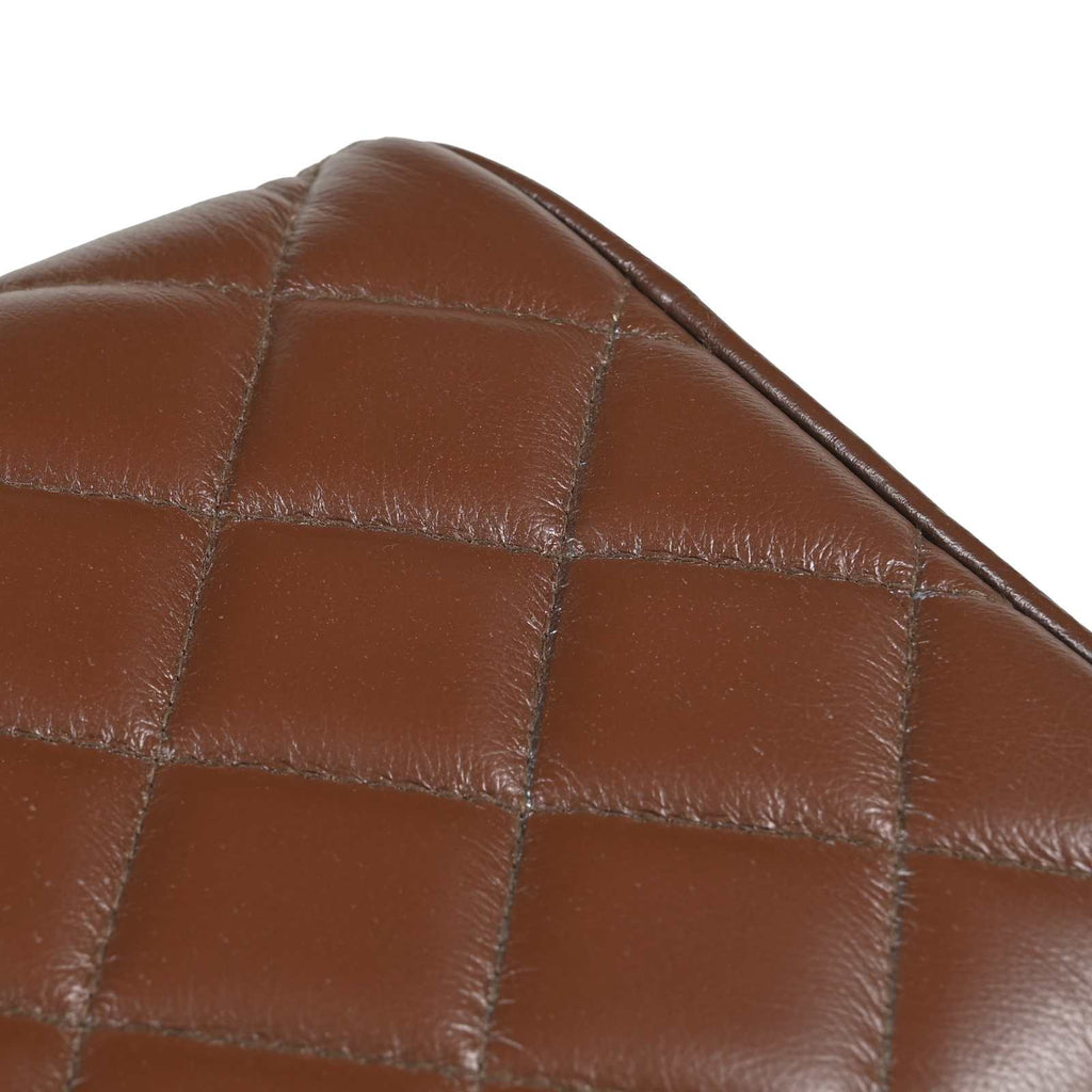 vidaXL ławka 110 x 30 x 45 cm Prawdziwa skóra Brązowy diament