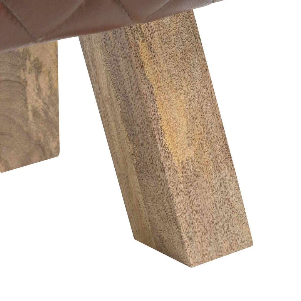vidaXL ławka 110 x 30 x 45 cm Prawdziwa skóra Brązowy diament