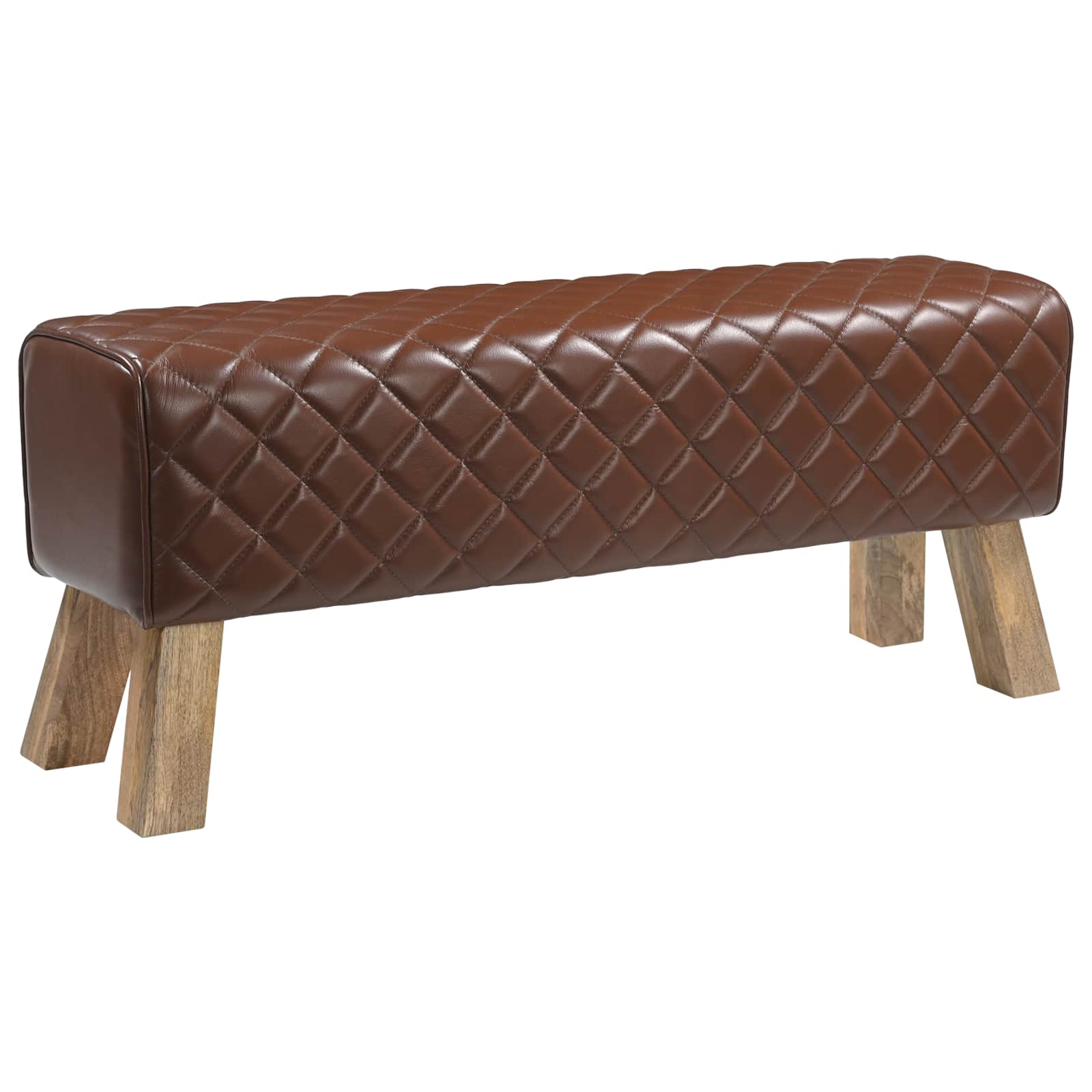 vidaXL ławka 110 x 30 x 45 cm Prawdziwa skóra Brązowy diament
