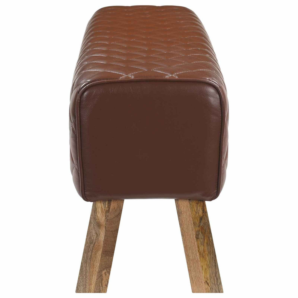 vidaXL ławka 110 x 30 x 45 cm Prawdziwa skóra Brązowy diament