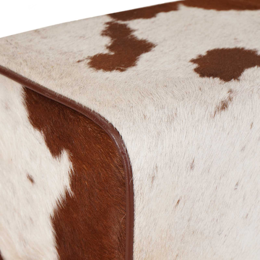vidaXL ławka 110 x 30 x 45 cm Prawdziwa skóra Brązowy i biały