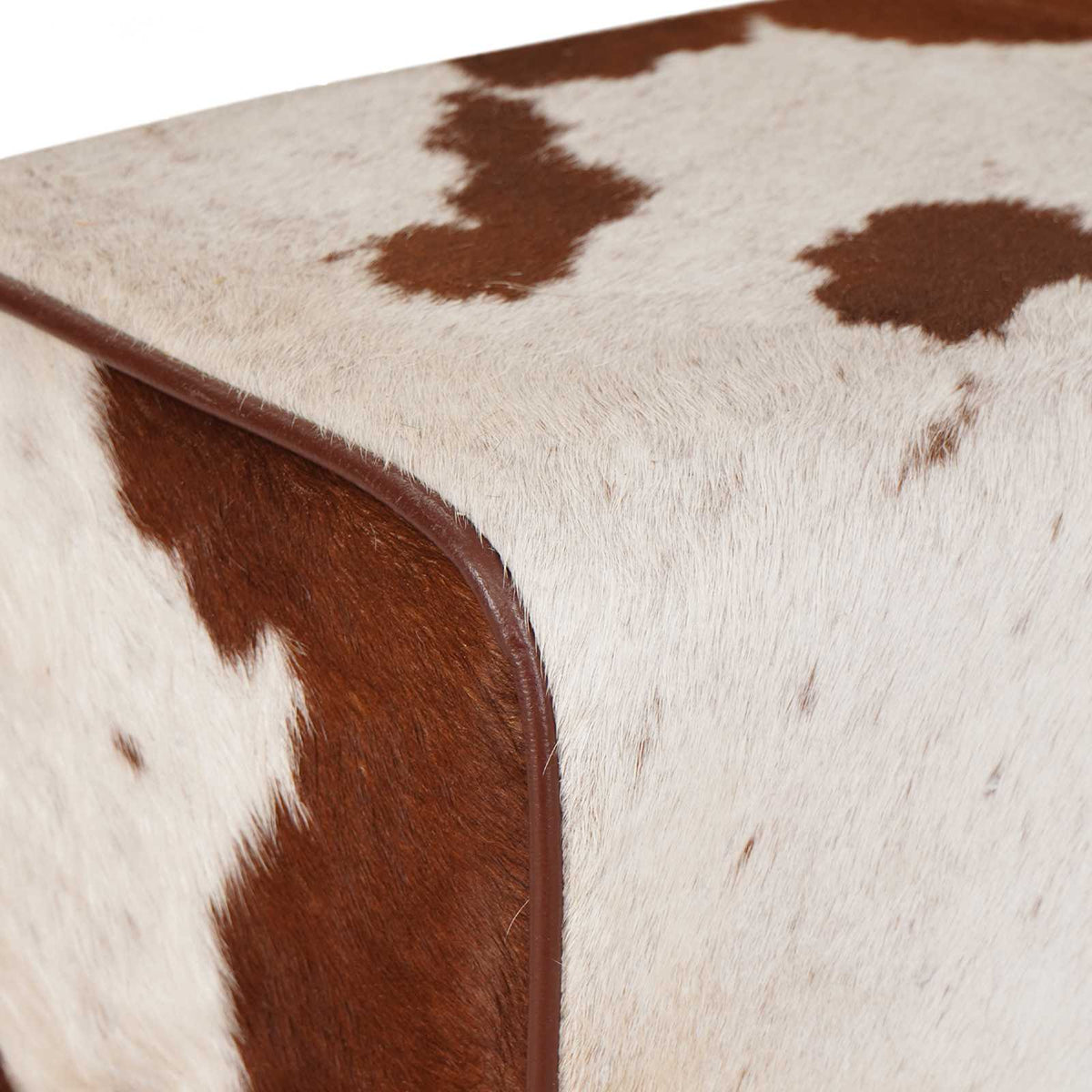 vidaXL ławka 110 x 30 x 45 cm Prawdziwa skóra Brązowy i biały