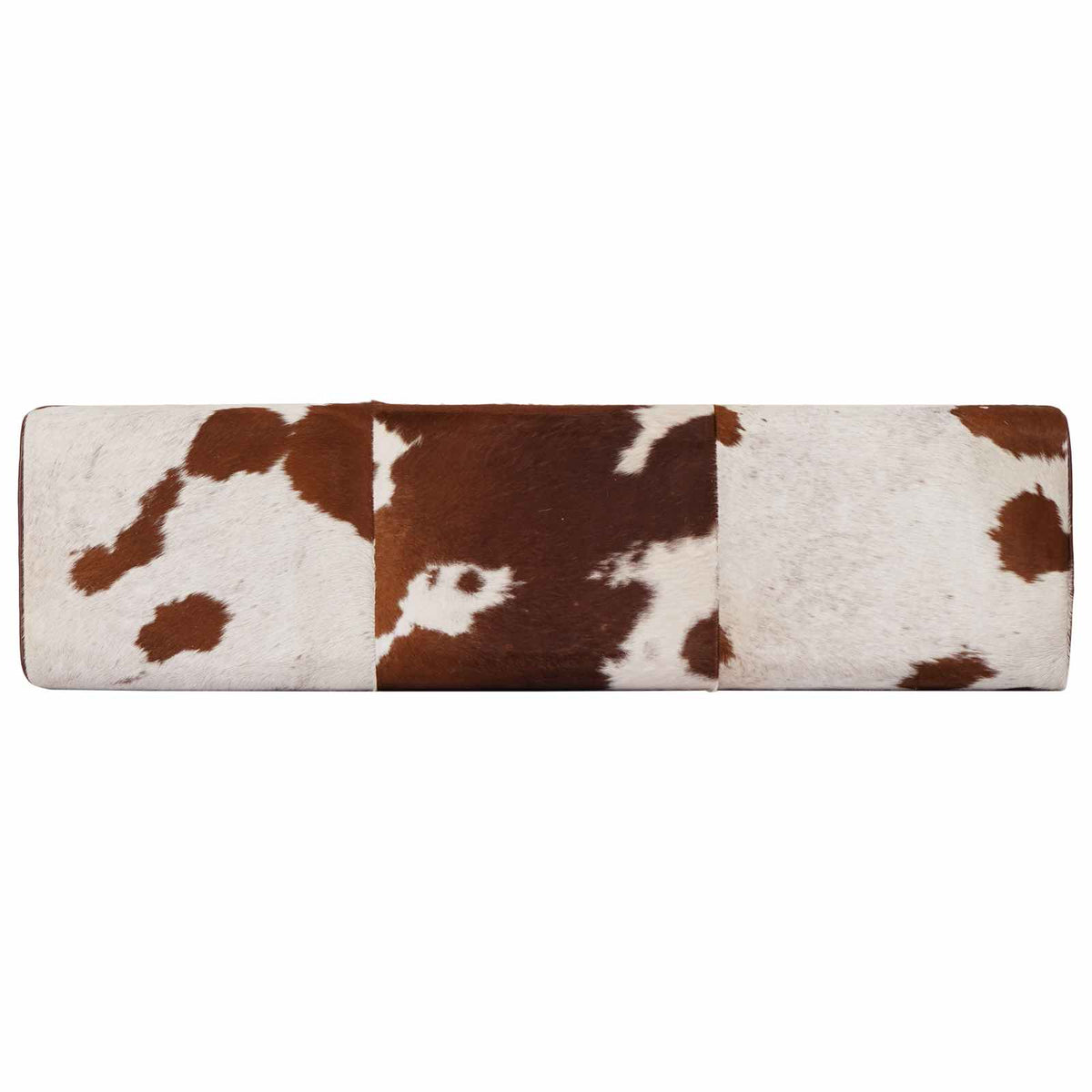 vidaXL ławka 110 x 30 x 45 cm Prawdziwa skóra Brązowy i biały