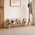 vidaXL ławka 110 x 30 x 45 cm Prawdziwa skóra Brązowy patchwork