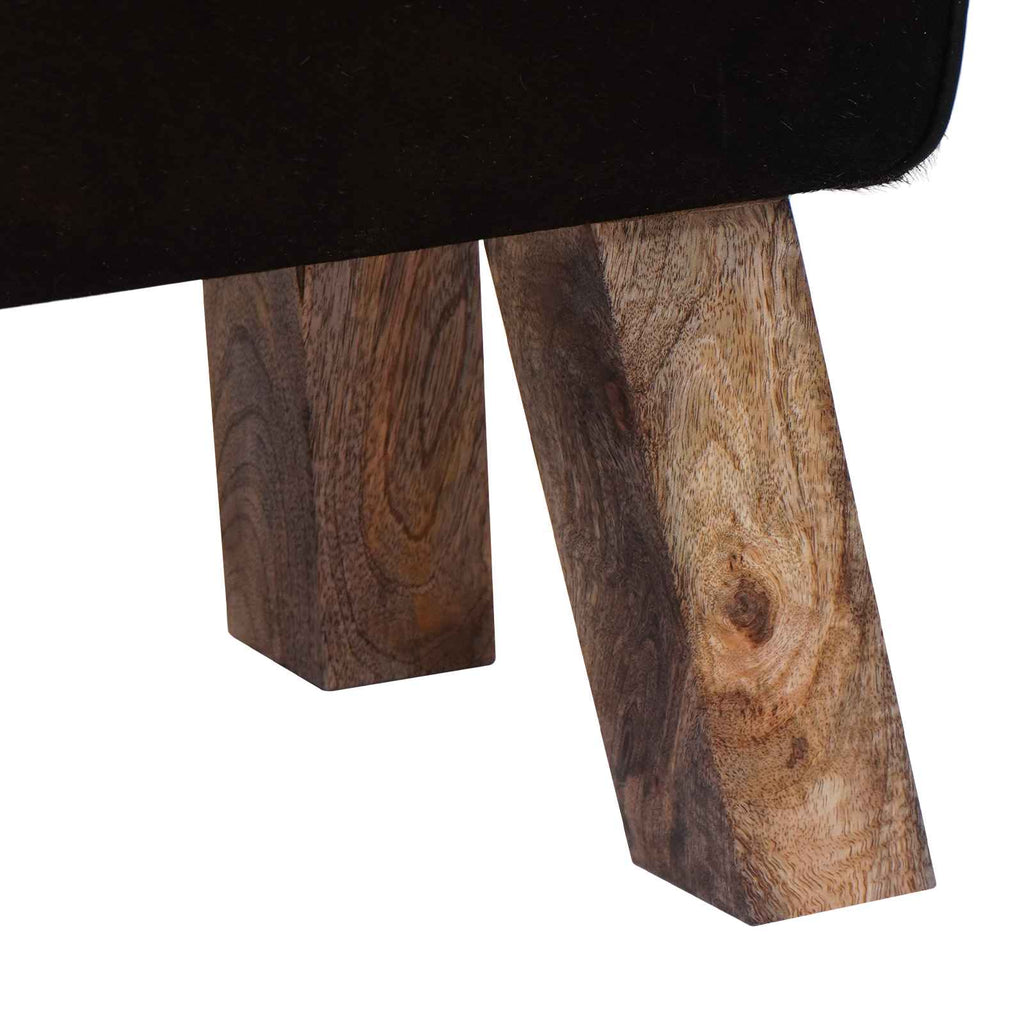 vidaXL ławka 110 x 30 x 45 cm Prawdziwa skóra Czarny i Biały