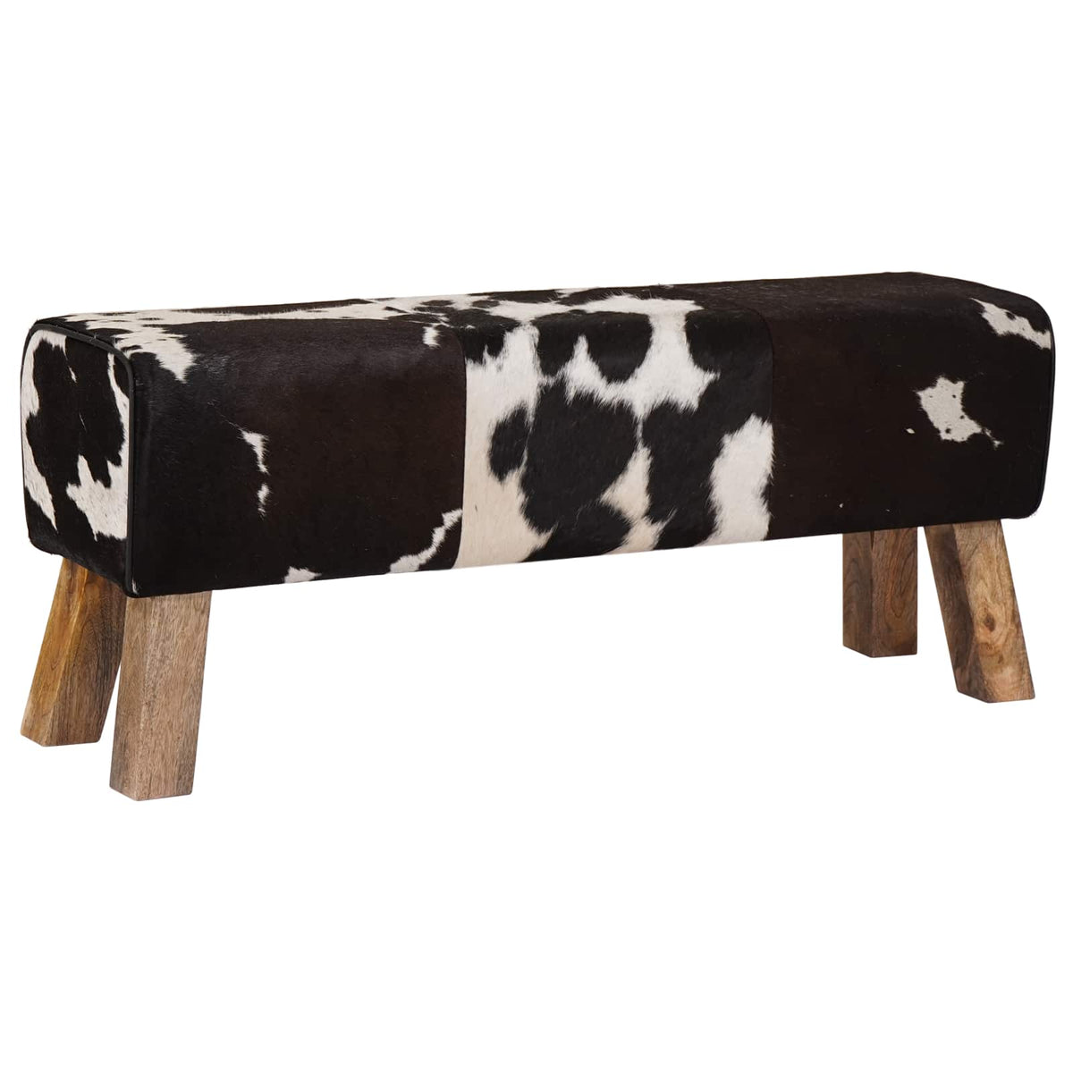 vidaXL ławka 110 x 30 x 45 cm Prawdziwa skóra Czarny i Biały