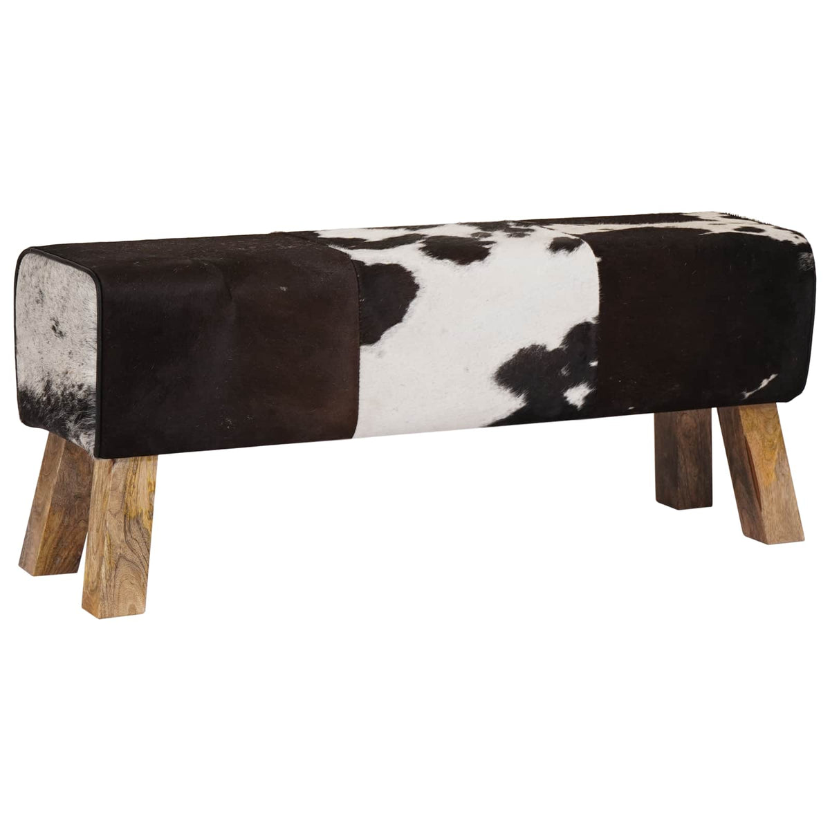 vidaXL ławka 110 x 30 x 45 cm Prawdziwa skóra Czarny i Biały